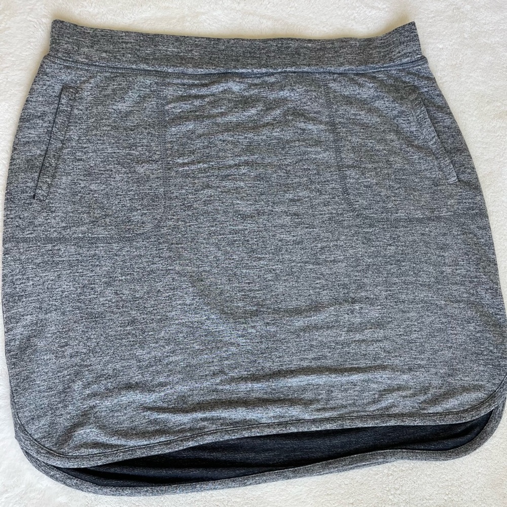 Tribal marled black white knit skirt with pockets sz Large
